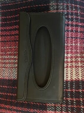 PM050226 Black Leather Tissue Box Cover